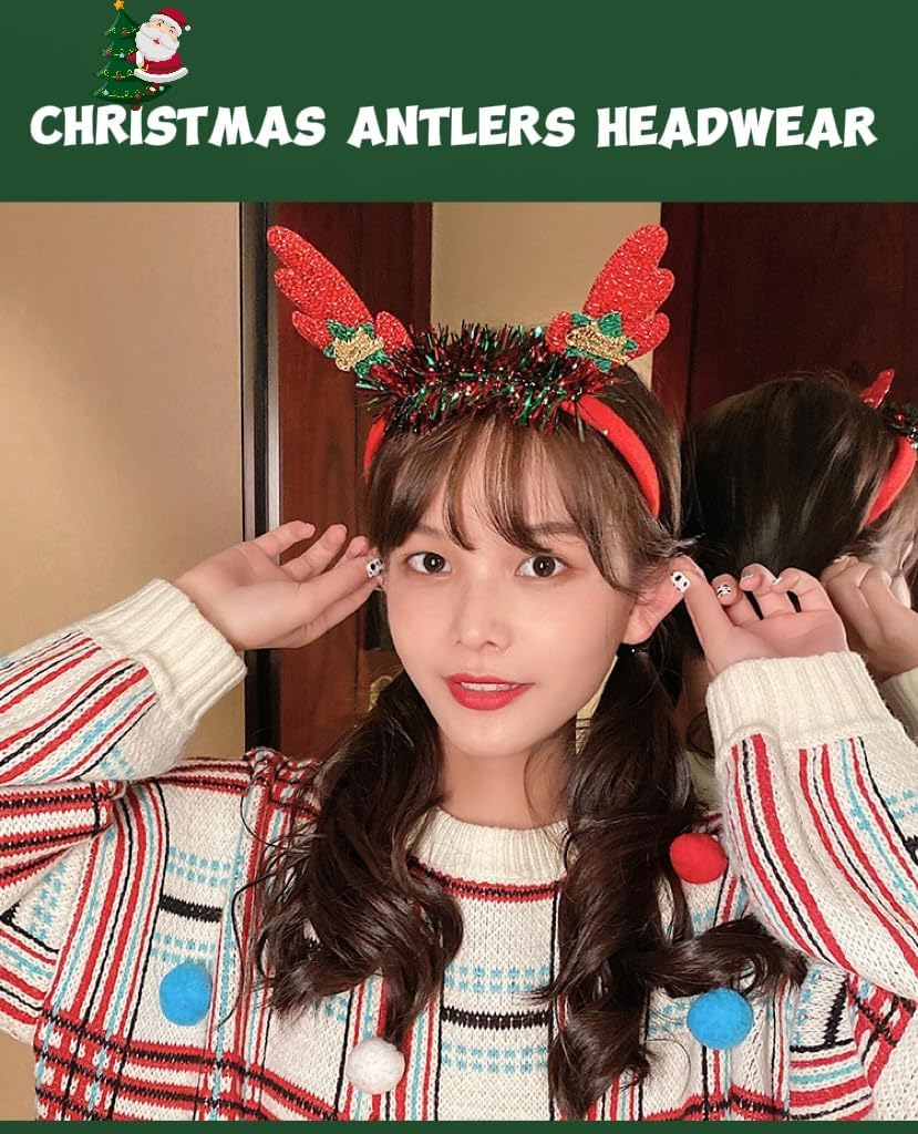 Christmas Headbands, Red and Gold, Universal Size image number 6