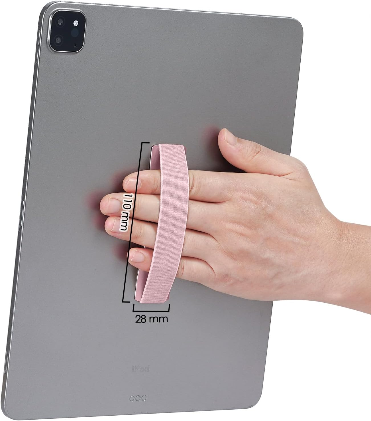 TECHGEAR Tablet Hand/Finger Grip Holder, Elastic Adhesive Grip Strap Universal Loop to Stick on Back of Tablets and Cases for Tablet, Ipad, Samsung Tabs, Lenovo, Handheld Devices and More - Pink
