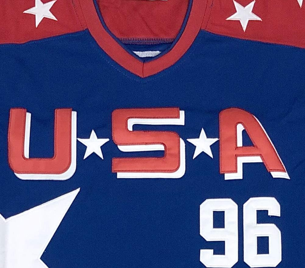 Men'S #96 Charlie Conway Mighty Ducks Team USA Movie Hockey Jersey Stitched Size L Blue image number 1