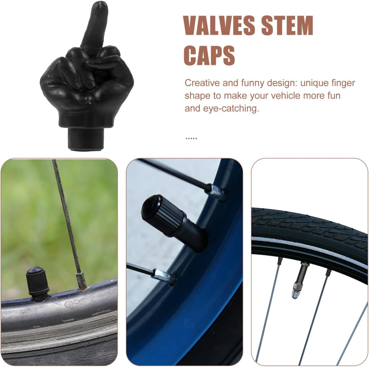 Vaguelly 4Pcs Valve Stem Caps for Cars Suvs Motorcycles Easy Installation Dirtproof Design for Friends - Chocolate image number 6