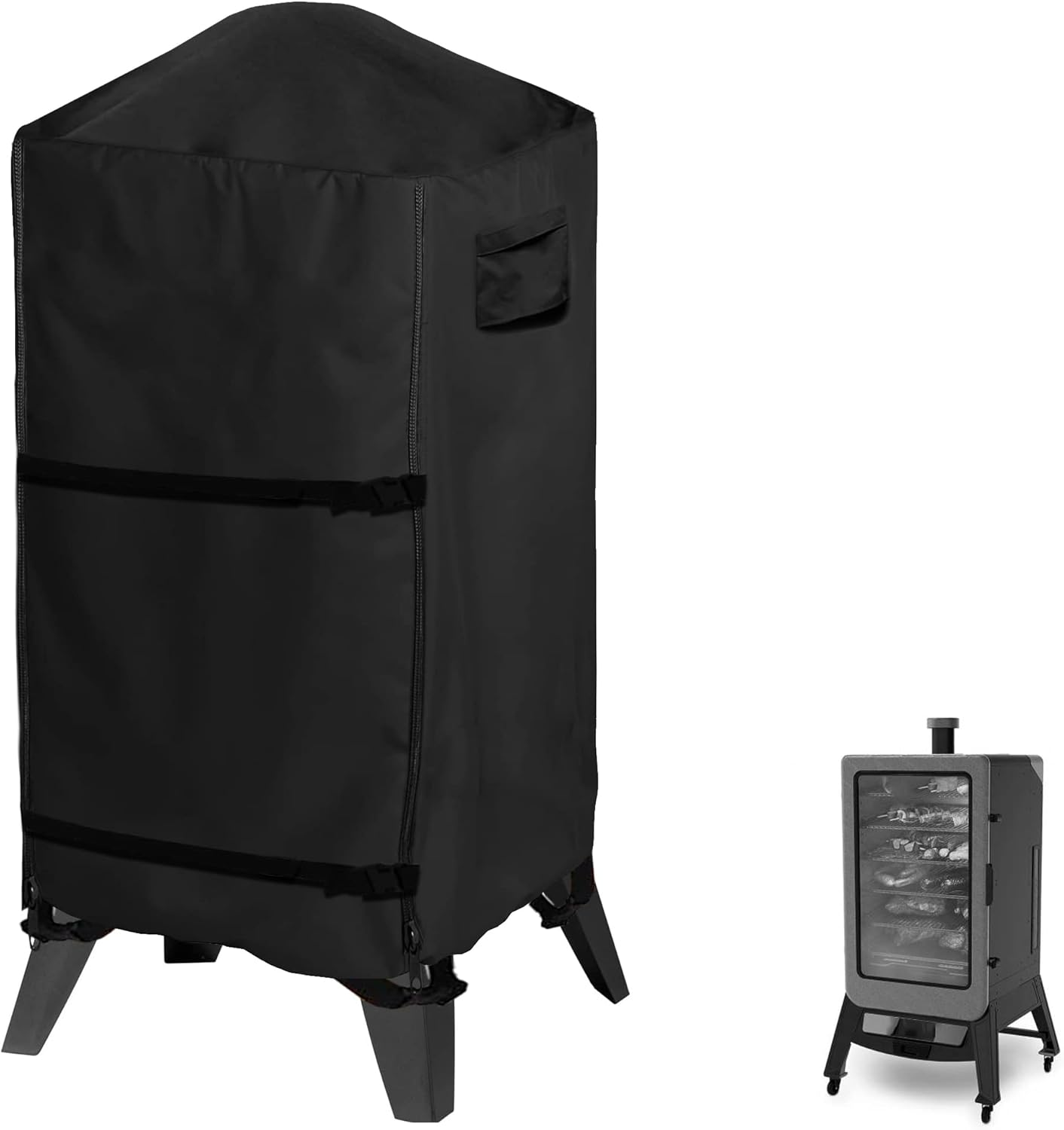 WOMACO Smoker Cover for Pit Boss 4/5/7 Pro - Series, PBV4PS1, PBV5PW1, PBV4PS2, Heavy Duty Waterproof Vertical Pellet BBQ Smoker Grill Cover (26.5" W X 26.5" D X 53" H, Black) image number 4