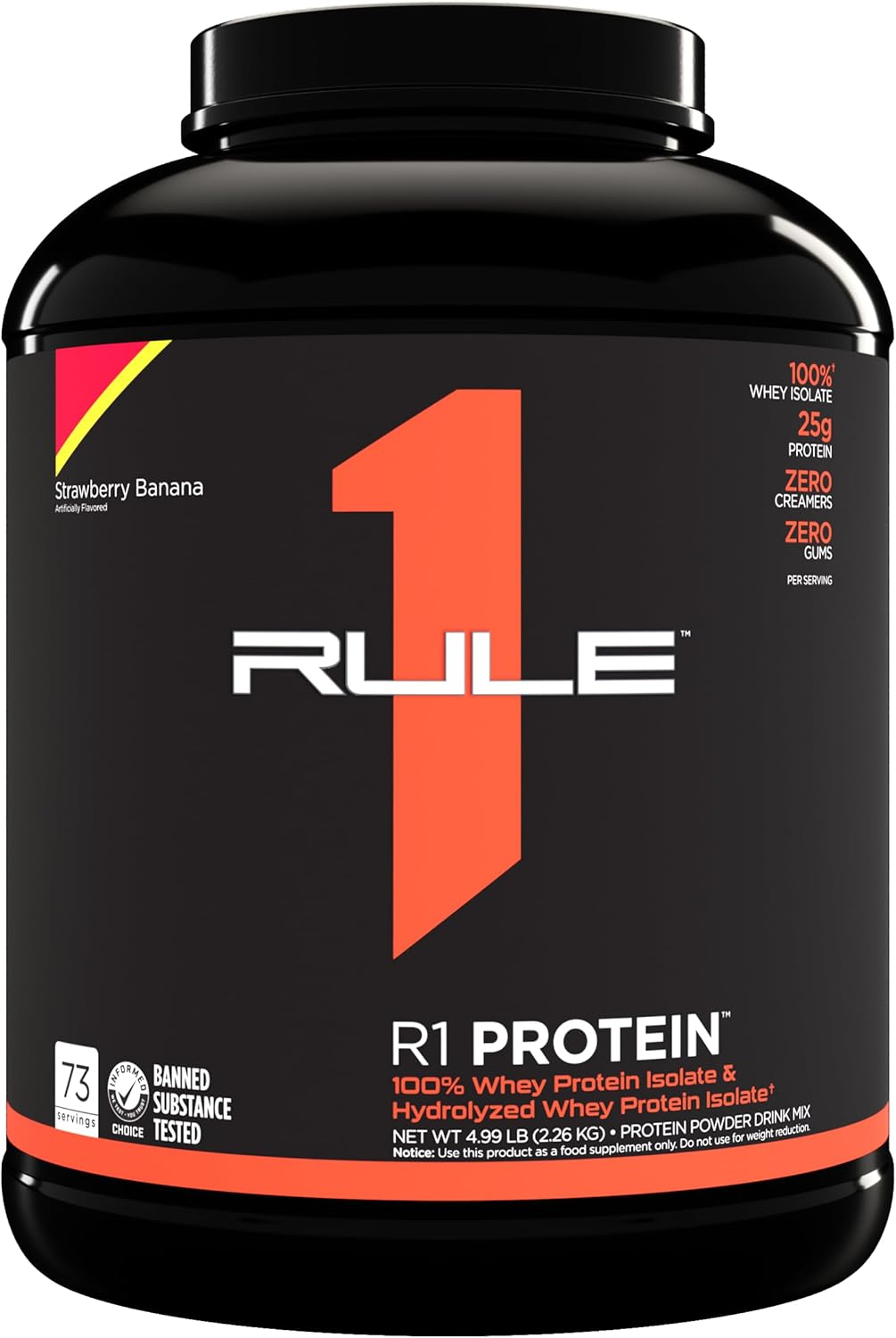Rule1 R1 100% Whey Protein Isolate and Hydrolysate Protein Powder 5.03 Lb, Strawberry Banana (73 Servings) image number 3