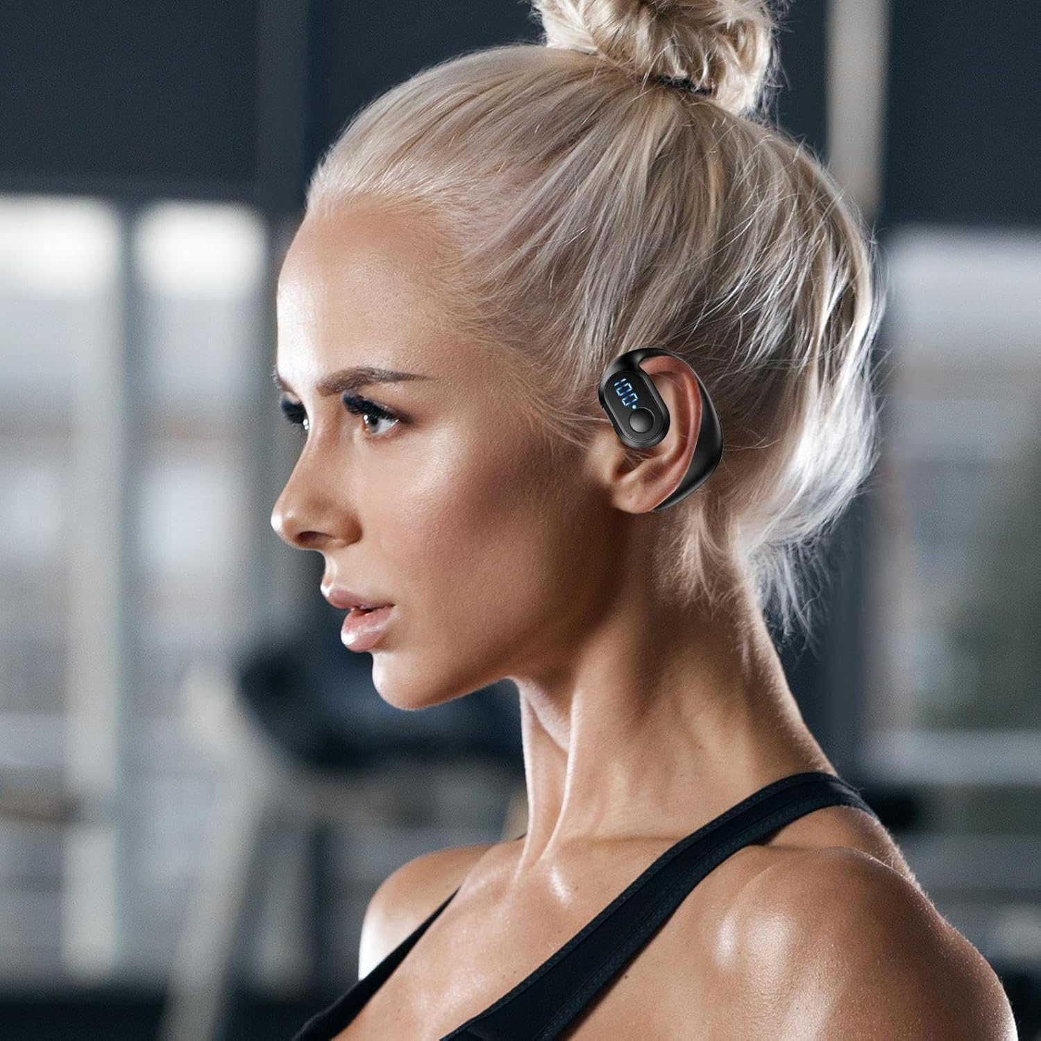 Headset - Single Wireless Headset | BT V5.3 Handsfree Earpiece | Waterproof, Earpiece with Noise Cancellation Suitable for Business, Sport Running Workout image number 1