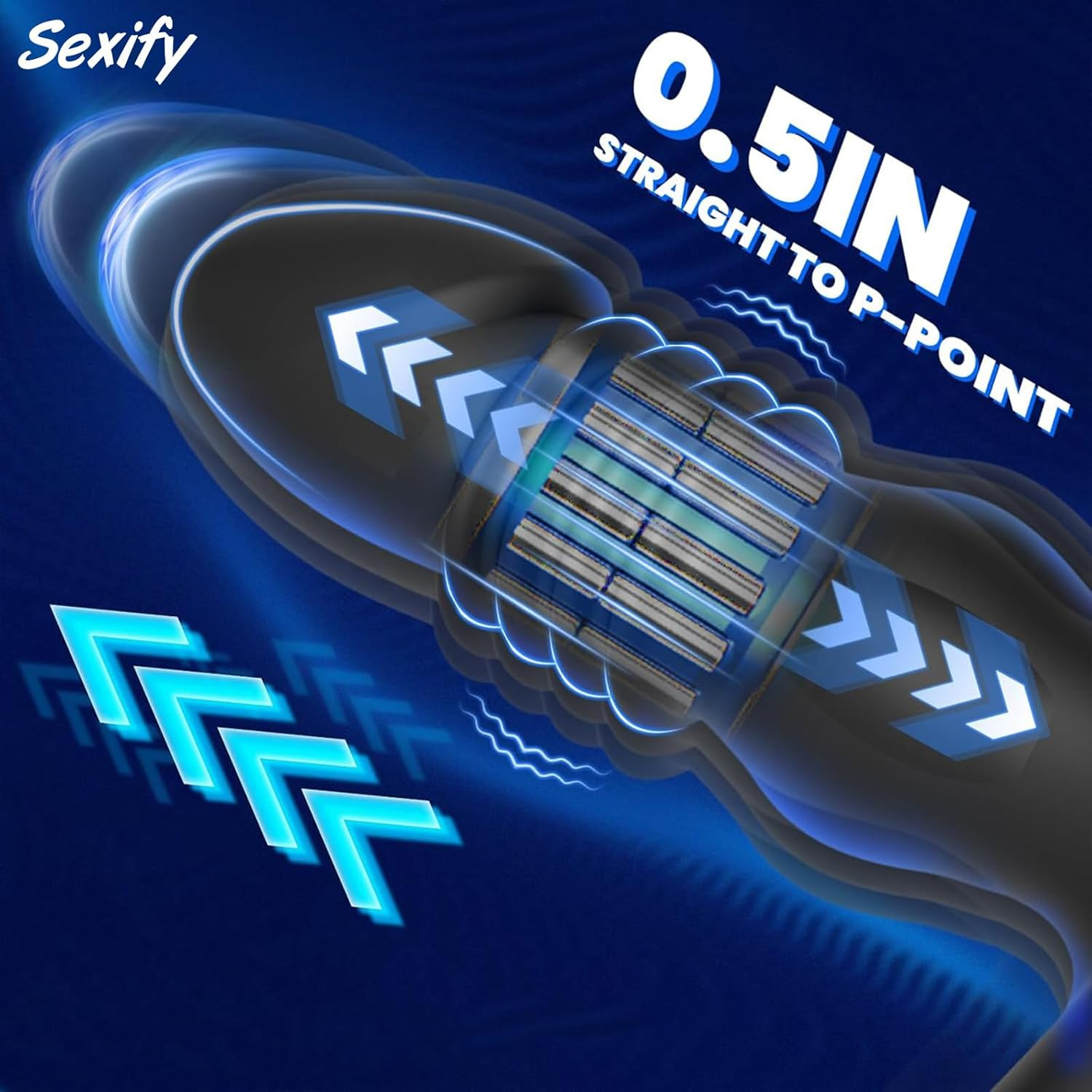 Thrusting Anal Vibrator Prostate Massager &ndash; Dual Cock & Scrotum Ring Anal Toy Butt Plug with Thrust & Vibration Modes, App Control Anal Male P Spot Telescopic Prostate Massager Dildo for G-Spot Men Couples Waterproof Adult Sex Toy image number 3