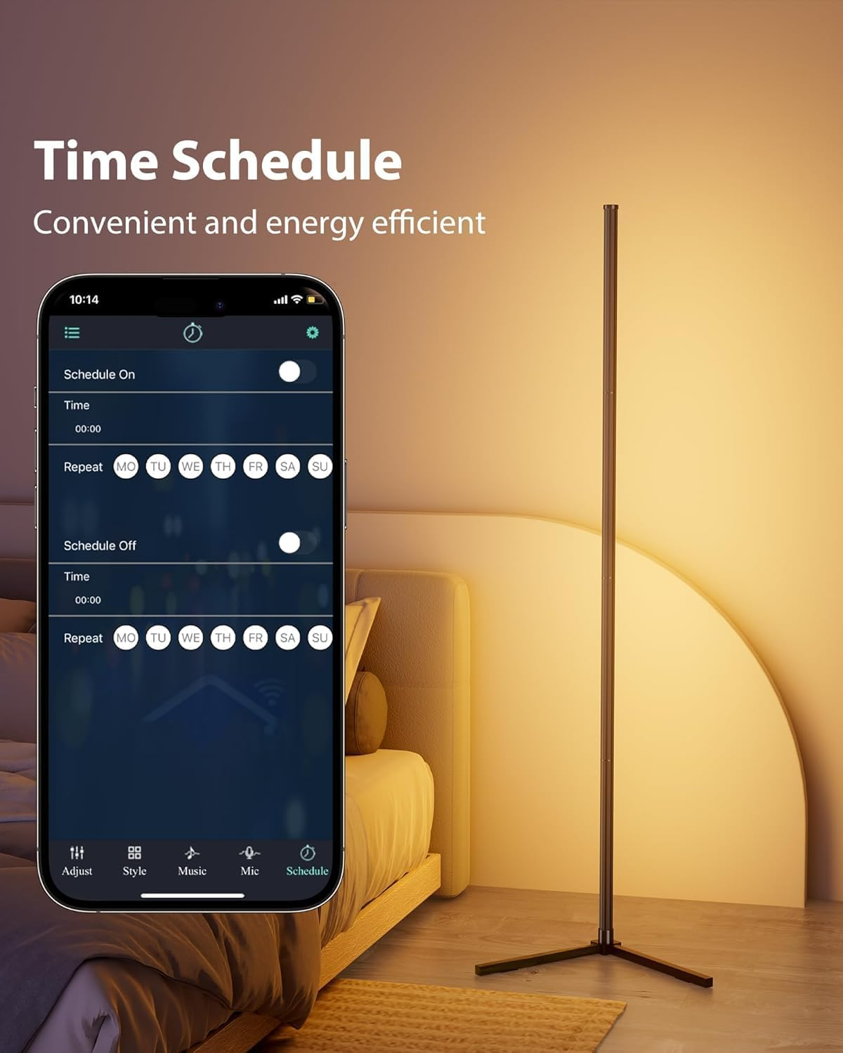 Smart RGB Corner Floor Lamp, 16 Million Colors LED Floor Light with App & Remote Control, 68+ Scene Modes Music Sync for Bedroom, Living Room, Gaming Room, Dimmable Ambient Mood Lighting image number 3