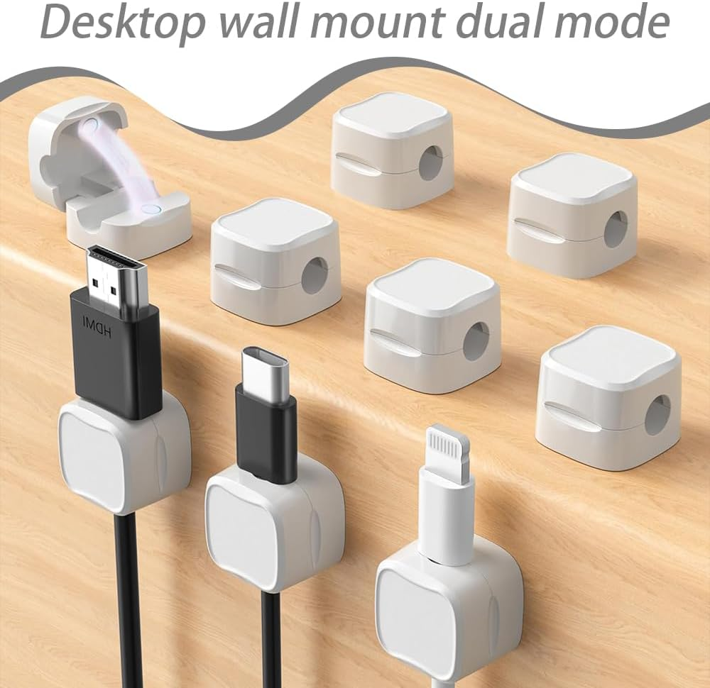 12 Pack Cord Organizer, Strong Adhesive Wire Charger Holder, Adhesive Cable Management Clips Holder for Nightstand, Kitchen Appliances, Office Supplies, White image number 3