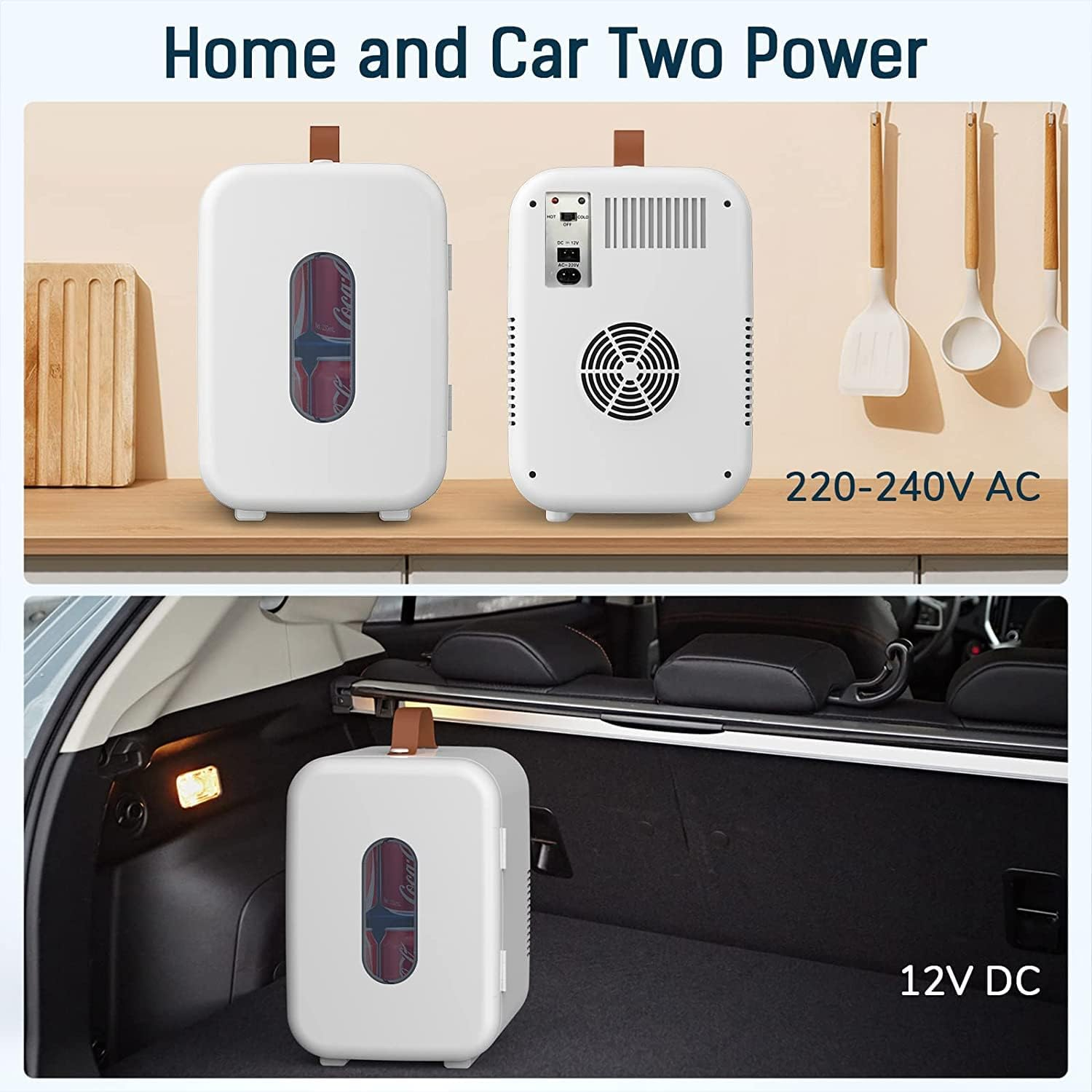 10L Portable Mini Fridge, Compact Car Refrigerator, Skincare Cosmetic Beauty Makeup Personal Fridge, White