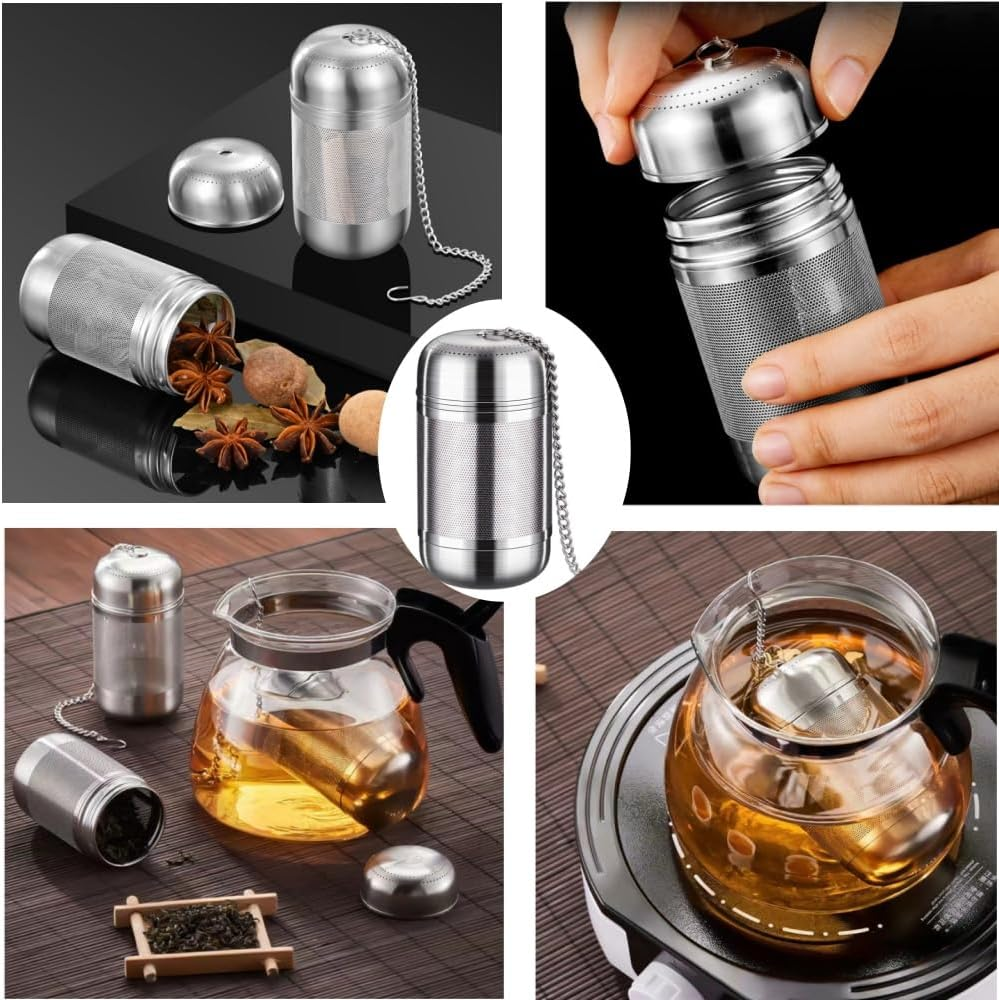DACUAN Tea Infuser for Loose Tea, 1 Pack Stainless Steel Tea Ball Infuser with Chain, Tea Ball Strainers, Spices Infuser, Extra Fine Mesh Tea Infusers for Brewing Loose Tea, Spices (S) image number 4