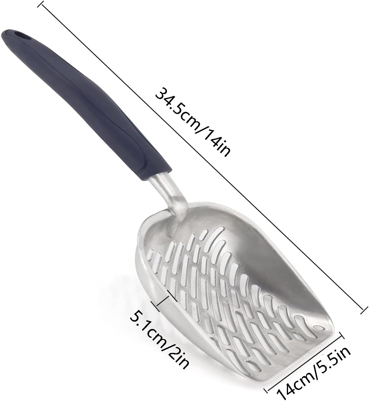 Cat Litter Scoop, Cat Litter Scoop, Metal Scooper, Aluminum Alloy Sifter, Kitty Metal Scooper, Deep Shovel, Long Handle, Poop Sifting, Kitten Pooper Lifter, Durable, for Litter Box, Aluminum image number 2