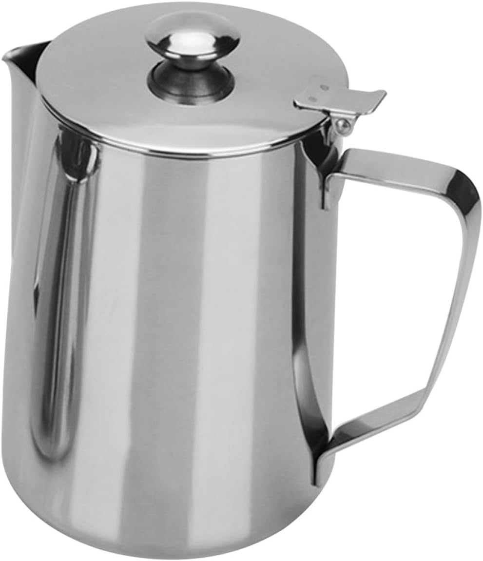 BESPORTBLE 1L Stainless Steel Milk Frothing Pitcher Latte Cup with Scale, Metal Espresso Milk Steamer Jug for Induction Cooker Coffee and Tea Brewing