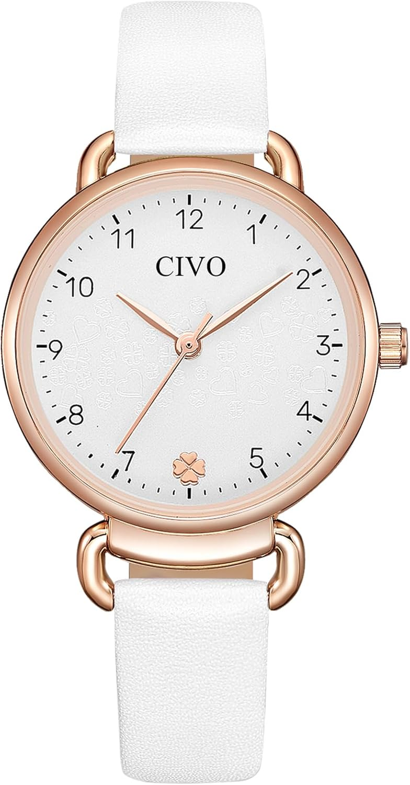 CIVO Ladies Watches for Women Leather: Easy to Read Analog Waterproof Wrist Watch Small - Dress Watch