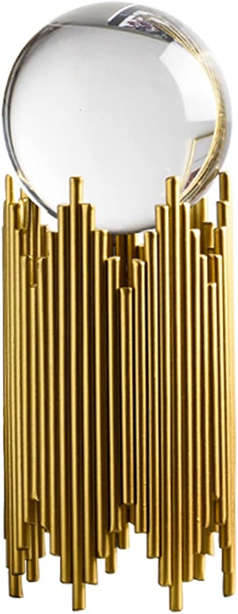 E-Isata Modern Abstract Art Crystal Ball with Gold Iron Stand Decorative Ornaments for Living Room Bedroom TV Cabinet Crafts Gifts Office Home Decor (Pipe) image number 3