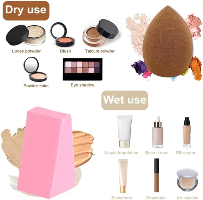 Makeup Blenders Sponges and Triangle Powder Puff Set - Wedge Shaped Blender, Beauty Makeup Tool, Reusable for Loose Powder and Cosmetic Foundation image number 5
