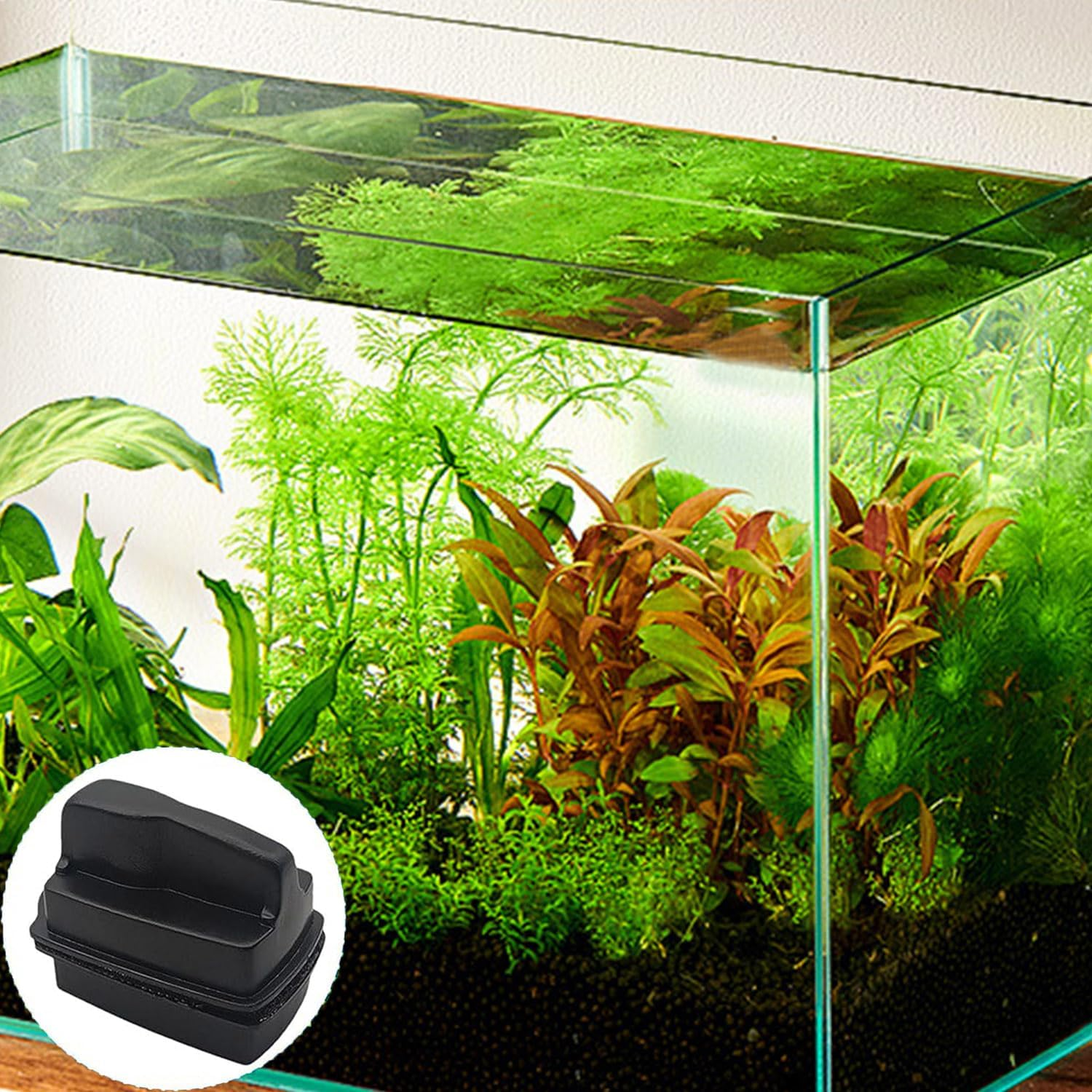 Roczential Magnetic Aquarium Scraper Aquarium Glass Cleaner, Double Sided Gravel Vacuum Magnetic Fish Tank Cleaner, Comfortable Handle Safe Floating Magnetic Algae Scraper for Aquariums Fish Tank (S) image number 4