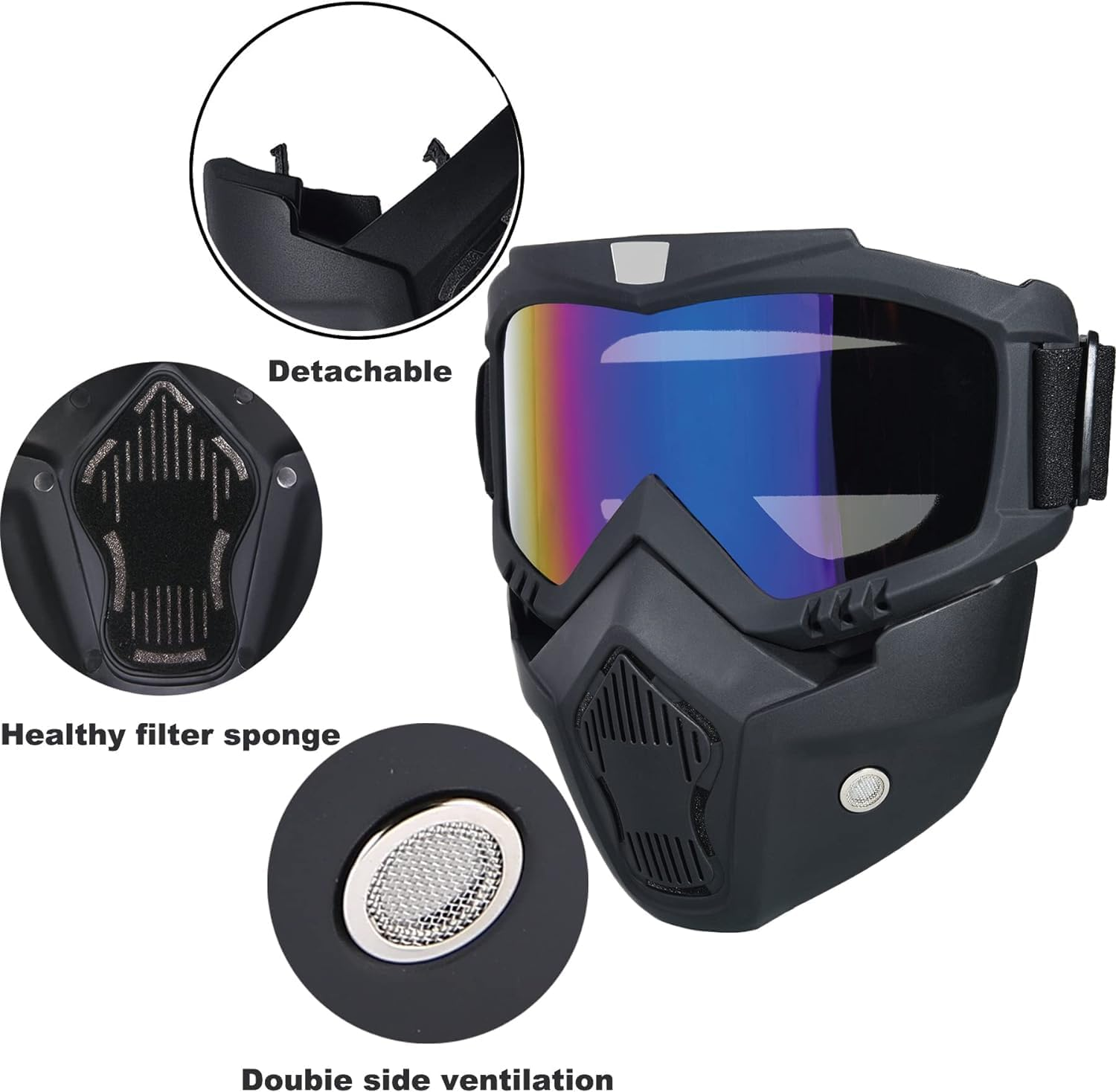 Paintball Mask anti Fog,Tactical Full Face Mask Ski Mask Goggles Detachable Adjustable,Motorcycle Riding Face Protection Colorful ﻿ image number 6