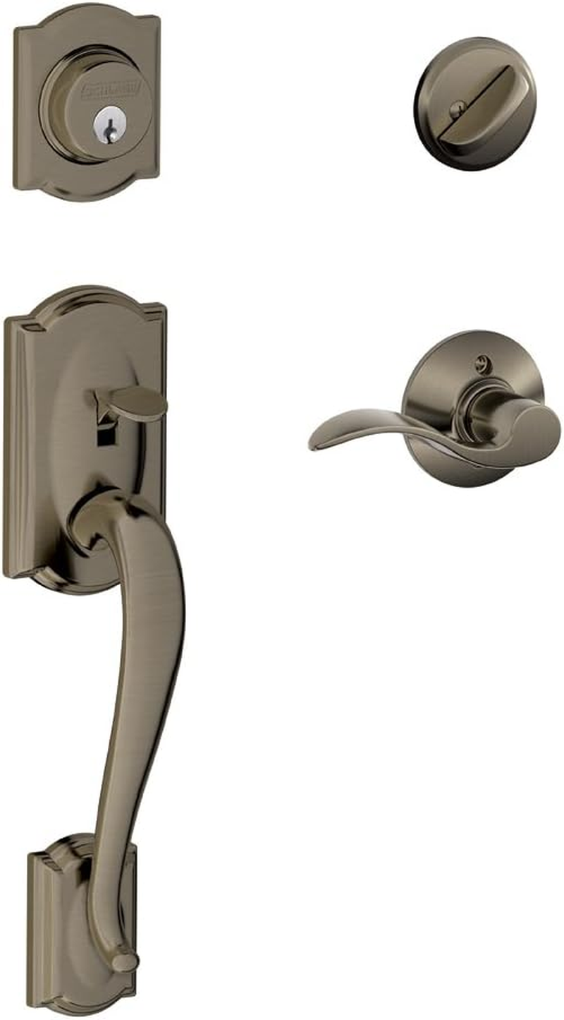 Schlage Camelot Single Cylinder Handleset and Left Hand Accent Lever, Matte Black (F60 CAM 622 Acc LH)