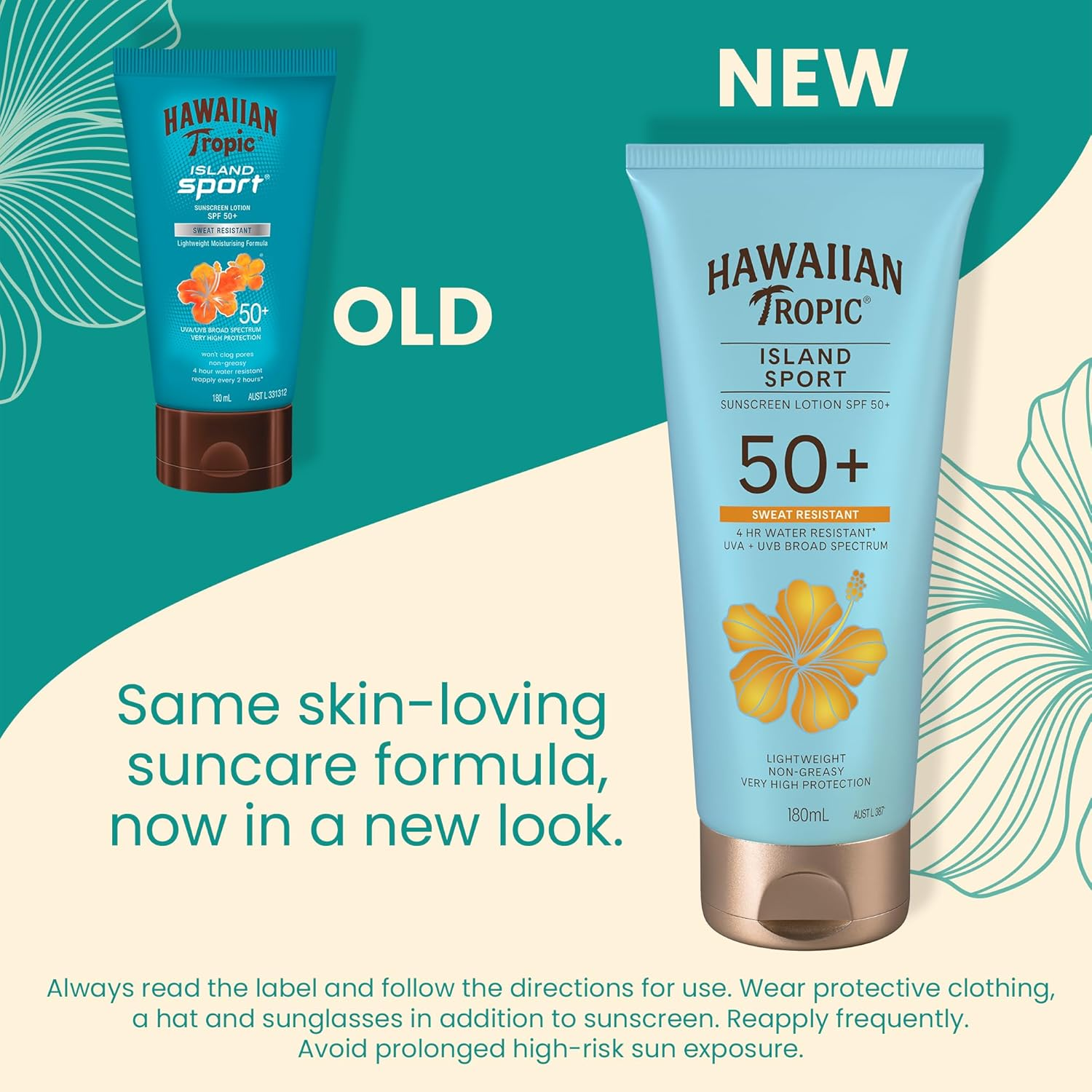 Hawaiian Tropic Island Sport Sunscreen Lotion SPF50+ 180Ml, Sweat-Resistant, 4-Hour Water Resistant, Non-Greasy image number 1