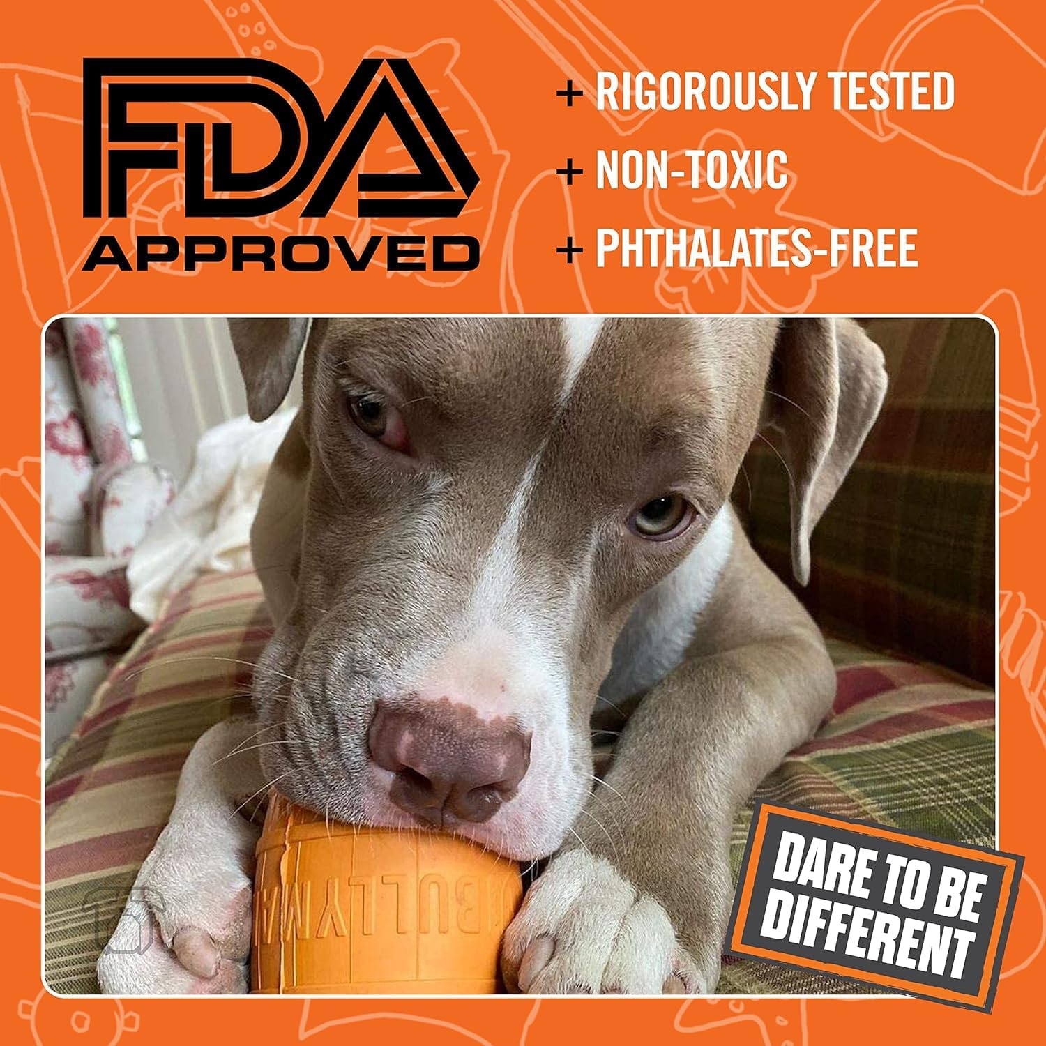 BULLYMAKE - the Keg - Rubber Chew Toy - Made in USA, Orange