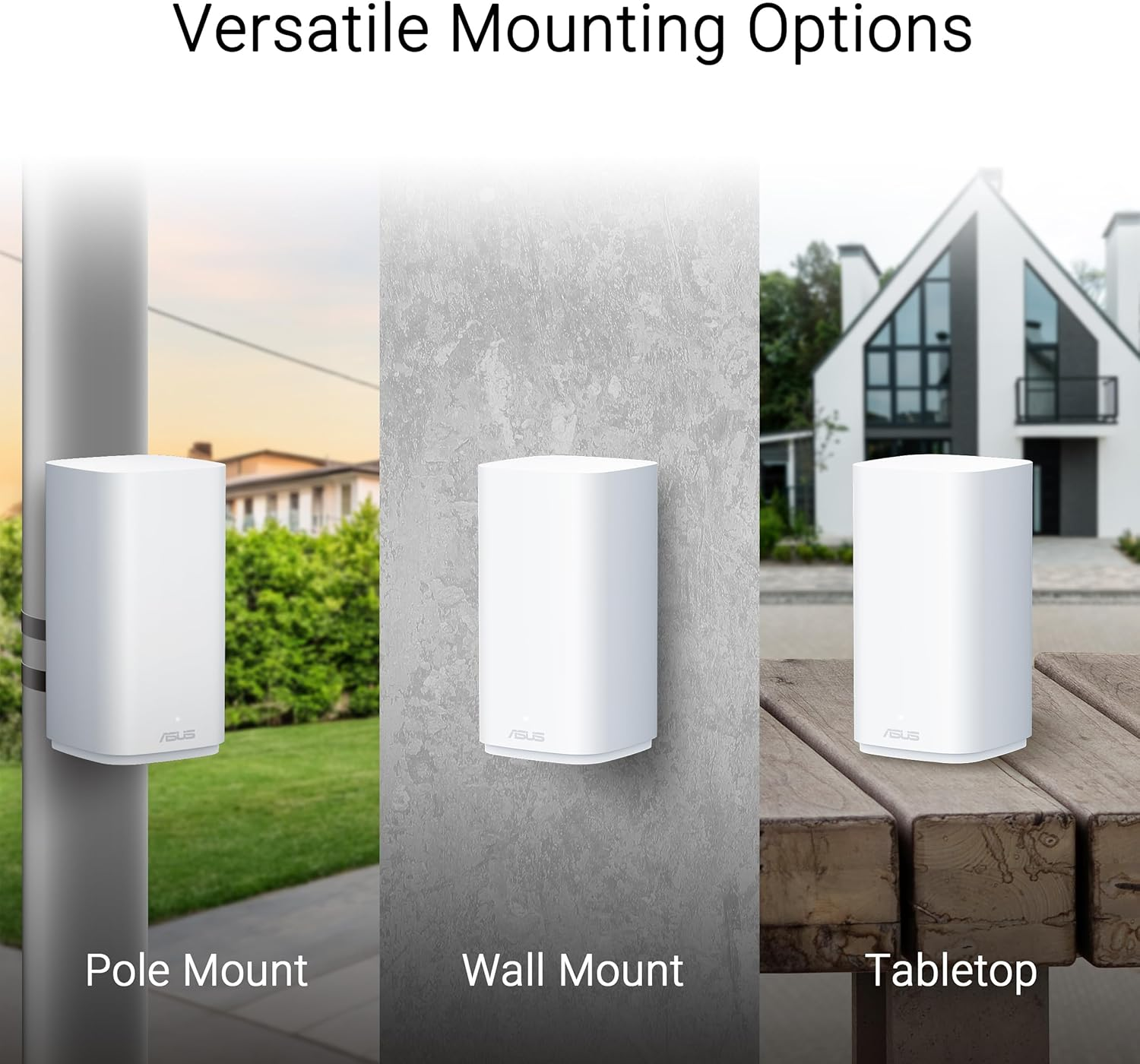 ASUS Zenwifi BD4 Outdoor Dual-Band Wifi 7 Mesh, 3600 Mbps, 2450 Sq. Ft., Dual 2.5G Ports, IP65, Poe Powered, Wall and Pole Mount, Security and Parental Controls Included, Smart Home Master Ssids image number 1