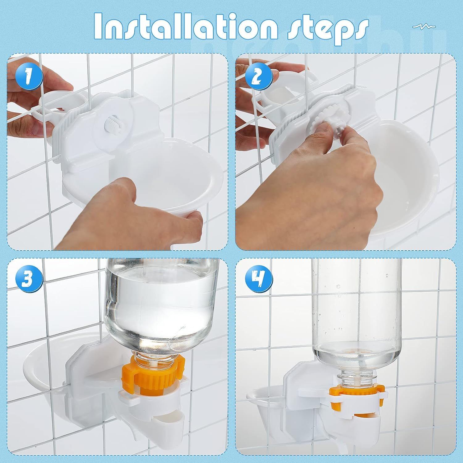 Riakrum 2 Pieces Dog Water Bottle for Crate 17Oz Anti-Overflow Pet Cage Water Dispenser Automatic Hanging Cage Bottle for Small Dogs Cats Bunny Ferret Small Animals Crate Kennel Cage, 2 Colors image number 1