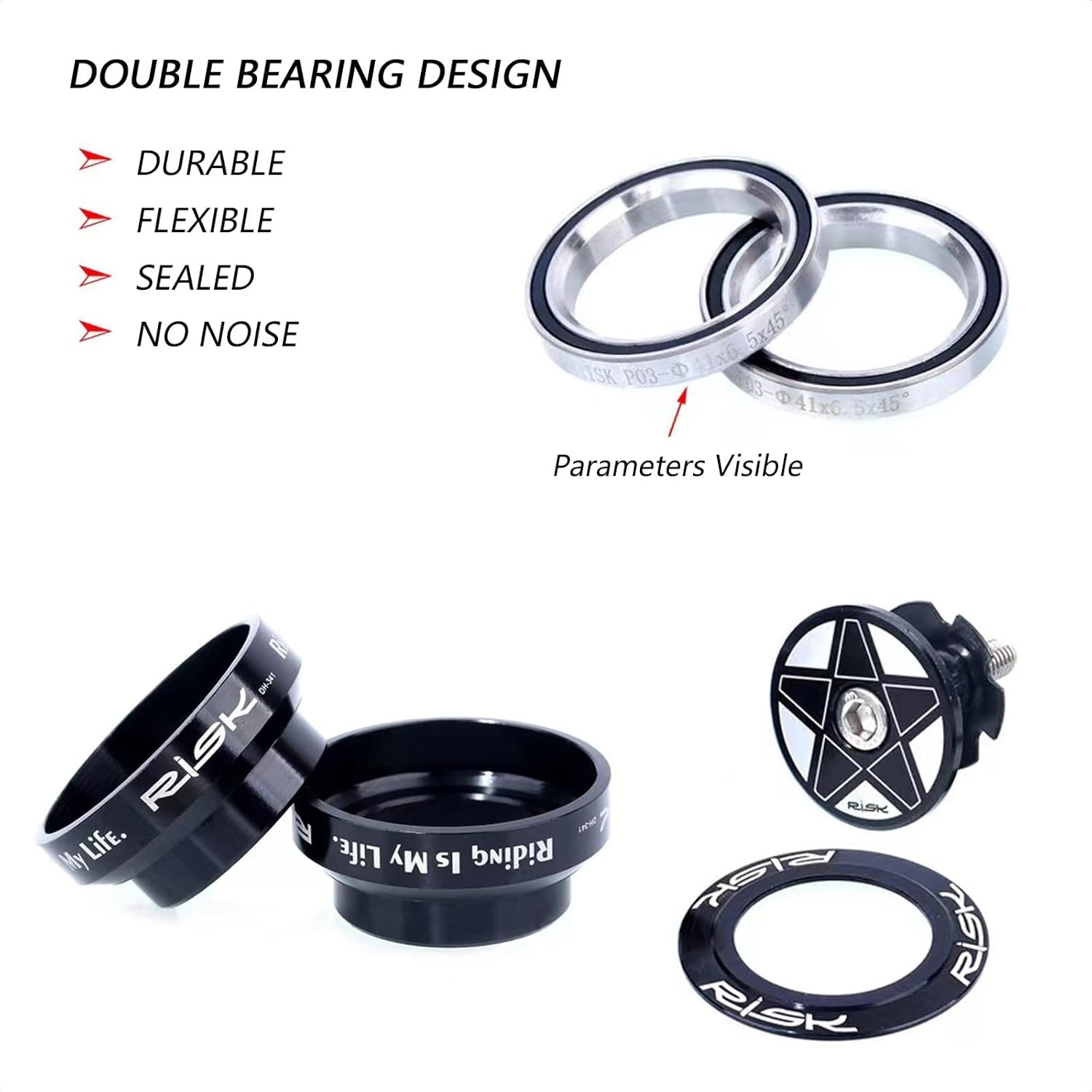 Bike Fork Headset, 34Mm Bicycle Bearing Headset CNC High Precision Machining Aluminum Alloy Accessory image number 4