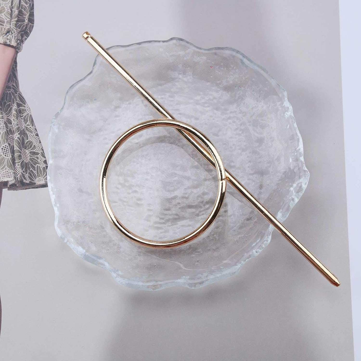 Wendalern Circle Stick Hair Clips Geometric round Hair Clip Metal Hair Holder Clips Gold Minimalist Hair Clips Decorative Hair Accessories for Women and Girls image number 3