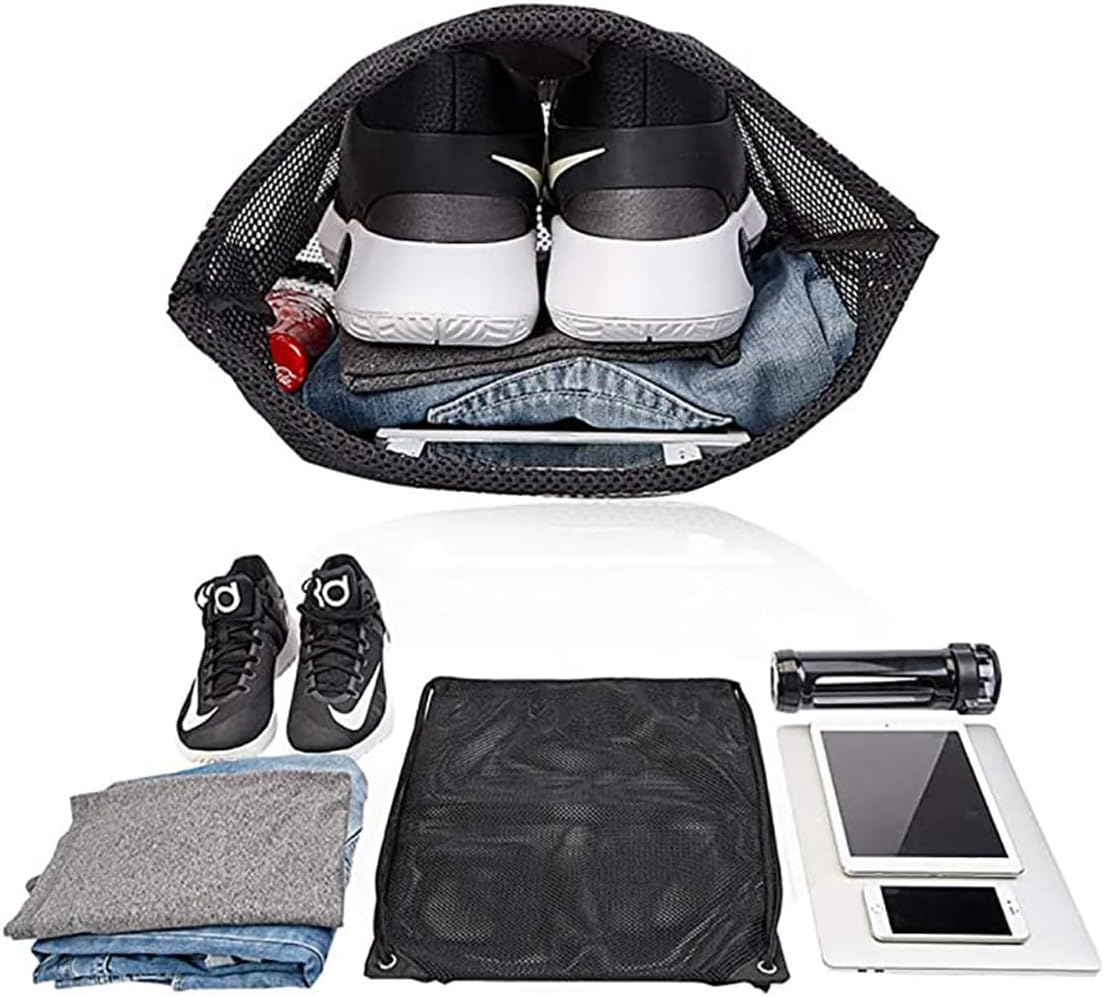 AIMALL 4 PCS Portable Mesh Drawstring Backpack - Lightweight Nylon Storage Bag for Fruits, Vegetables, Beach Gear, Sports Equipment, and Dirty Clothes image number 1