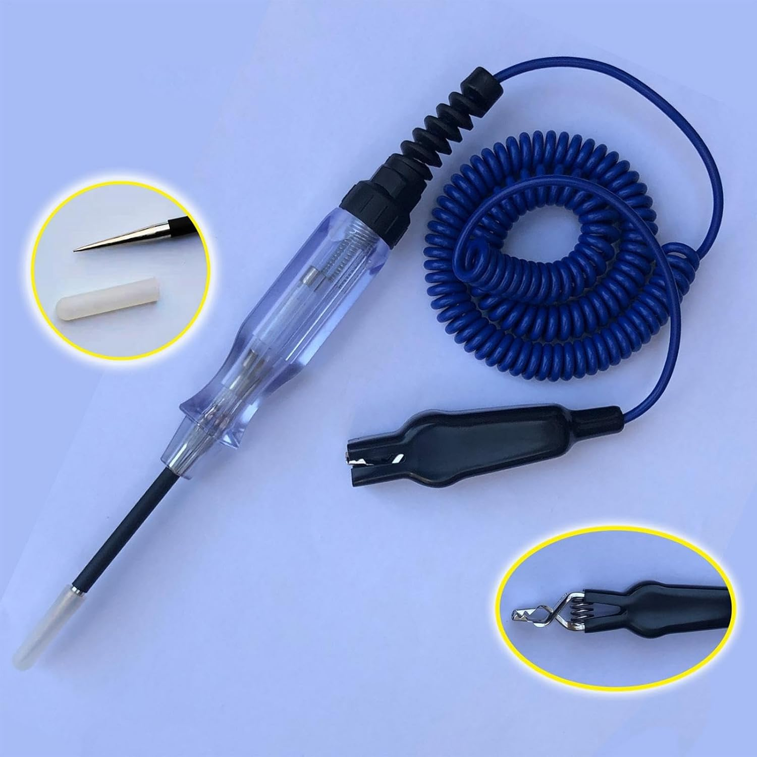Test Light Automotive | Voltage Circuit Tester Heavy Duty 6-24V Test Light | Fuse Pen with Extended Spring Wire Probe Electric Tool for Truck image number 6