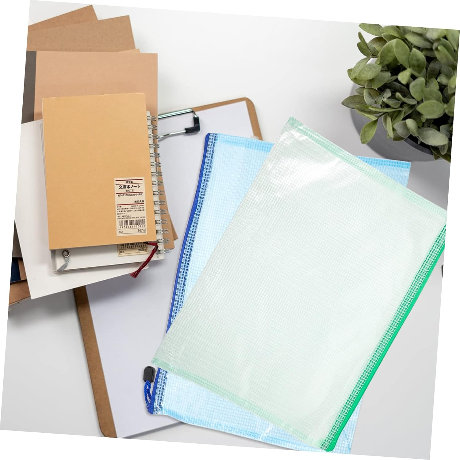 LALAFINA 12Pcs Zipper File Bags Documents Pouches for Office Stationery File Organization and Travel Use image number 5