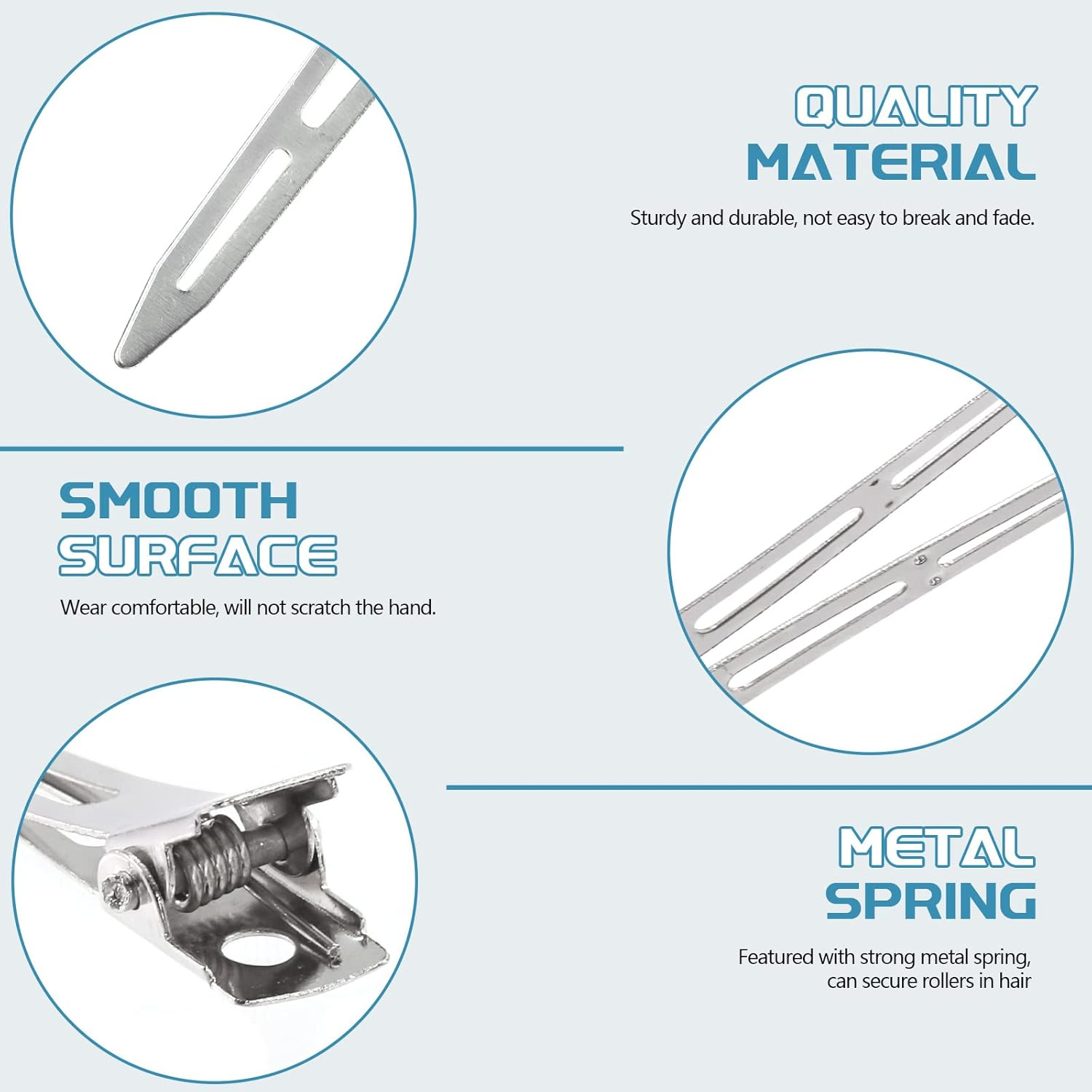 Cimeton 120Pcs 1.37Inch 1.77Inch 2.36Inch Single Prong Pin Curl Duckbill Clips Kit, Silver Setting Section Hair Clips Metal Alligator Clips Styling Hair Clips for DIY Hair Accessories (Assortment Kit) image number 6