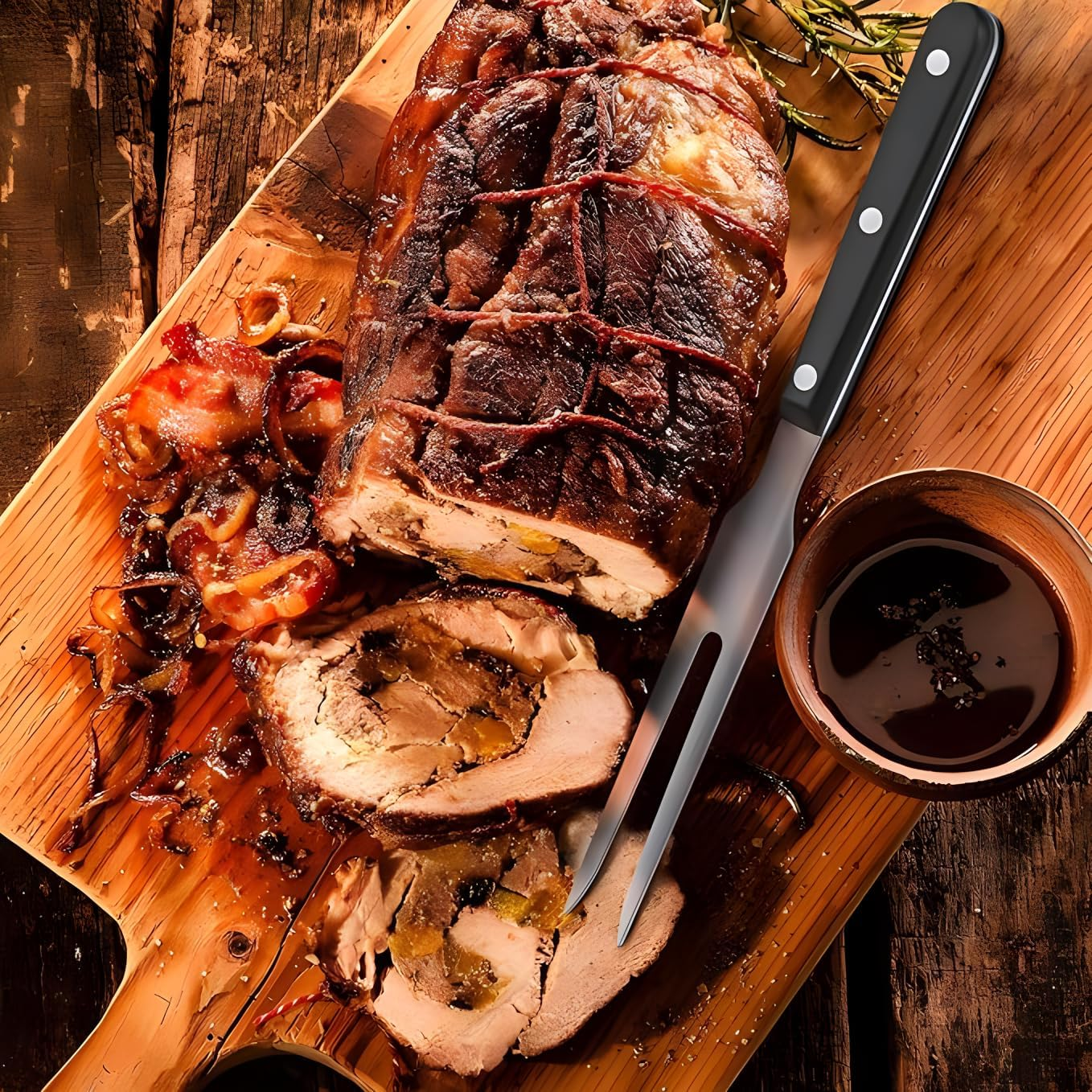 Carving Fork Pot Forks Stainless Steel Meat Serving Fork with Plastic Handle Serving Grill Fork Black Handle Barbecue Fork for BBQ Kitchen Turkey Roast Dinner Party Festival 3Pcs.（Black） image number 1