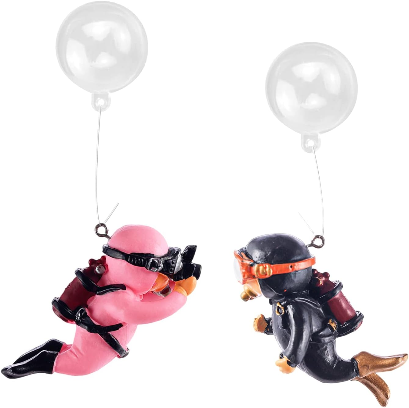 2 Pcs Fish Tank Decorations Diver Decorative Ornament Floating Pendant for Creative Fish Tank Accessories, Aquarium Decorations, Marine Landscaping(Blue+Orange) (MG002)