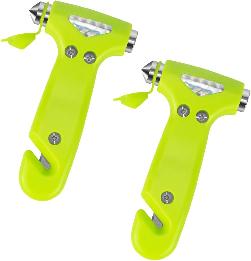 BELOMI 2 Pack Car Safety Hammer, Emergency Escape Tool with Window Breaker and Seat Belt Cutter, 5-In-1 Auto Multifunctional Escape Hammer for Accident, Vehicle Survive Accessories (Green) image number 2
