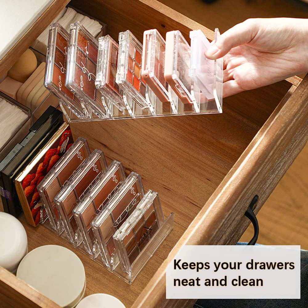3Pcs Eyeshadow Palette Organizer, FHDUSRYO 7 Section Makeup Palette Organizer, 2 Acrylic Palette Organizer with 1 Lipstick Holder, Clear Palettes Storage Holder for Cosmetics Blush, Bathroom Vanity image number 3