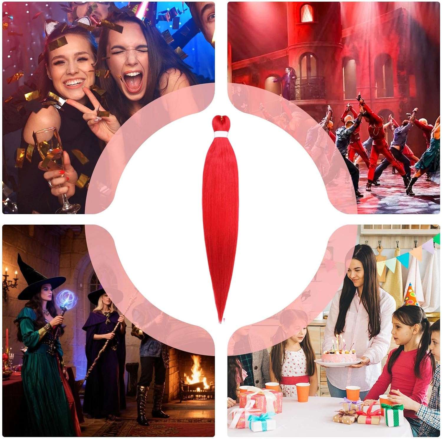 Red Braiding Hair,30 Inch 2PCS Red Hair Extensions for Braiding,Pre Stretched Braidings Hairs Anime Character Cosplay Wig 2025 Anime Cosplay Wig Hairs Braids Halloween Party Accessorie