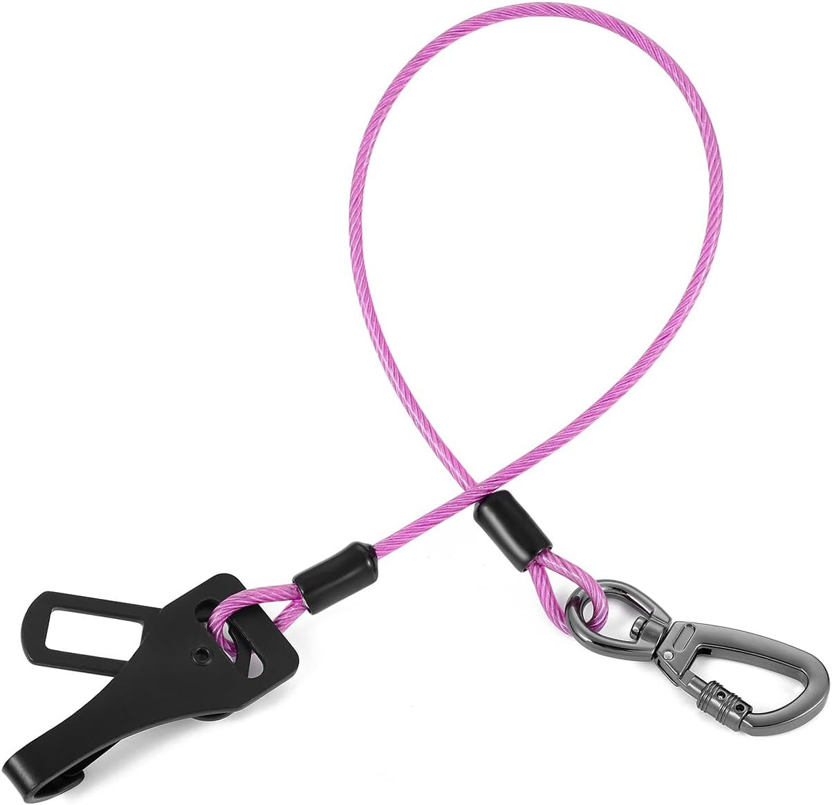 Miaochuai 3-In-1 Dog Car Seat Belt Harness | Chew-Proof Steel Cable Leash with Heavy-Duty Buckle & Clip | Car Safety Restraint for Small, Medium, Large Dogs (Black, 16 Inch/40 CM)