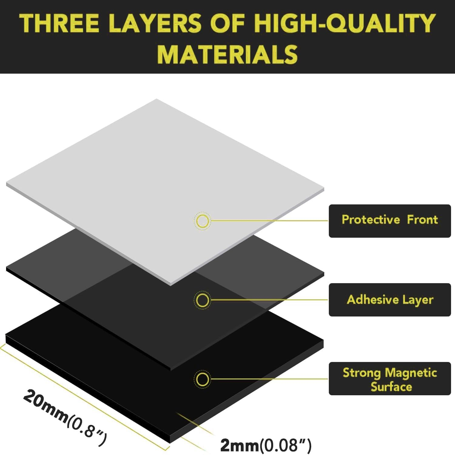 110 Pcs Square Magnets Magnetic Tape Strip - Magnet Sheets Magnets with Adhesive Backing Magnet on One Side Self Adhesive on the Other Side for Fridge Organisation,Art Project,Classroom image number 4