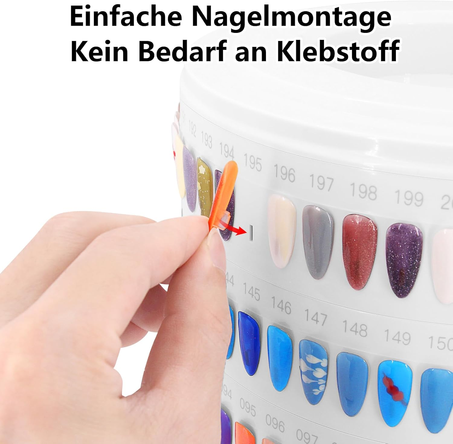 Nail Display 200 Colours, Nail Art Tips, Nail Tips for Gel Nails, Transparent Colour Card Plates, Nail Polish Display Ring Sticks, Pattern Tips for Nails, Nail Colour Display for Salon (CS200) image number 4