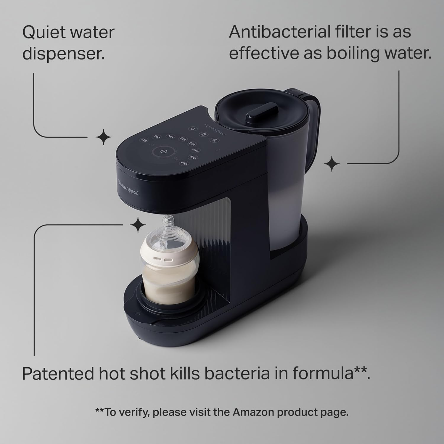 Tommee Tippee Perfect Prep Machine, Baby Bottle Formula Feed Maker with Antibacterial Water Filter, App Support, Day & Night Feed-Friendly Features, Slate image number 4