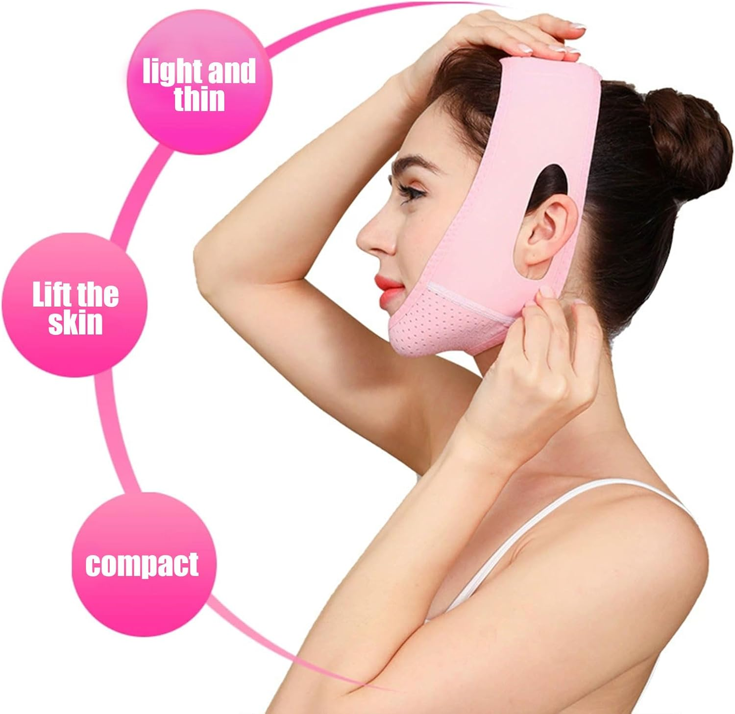 BGENHPON Reusable Double Chin Reducer, Face Lift Tape, Face Slimming Strap for Women, Breathable V Line Lifting Mask, Innovative Lifting Technology, One Size Fits All image number 2