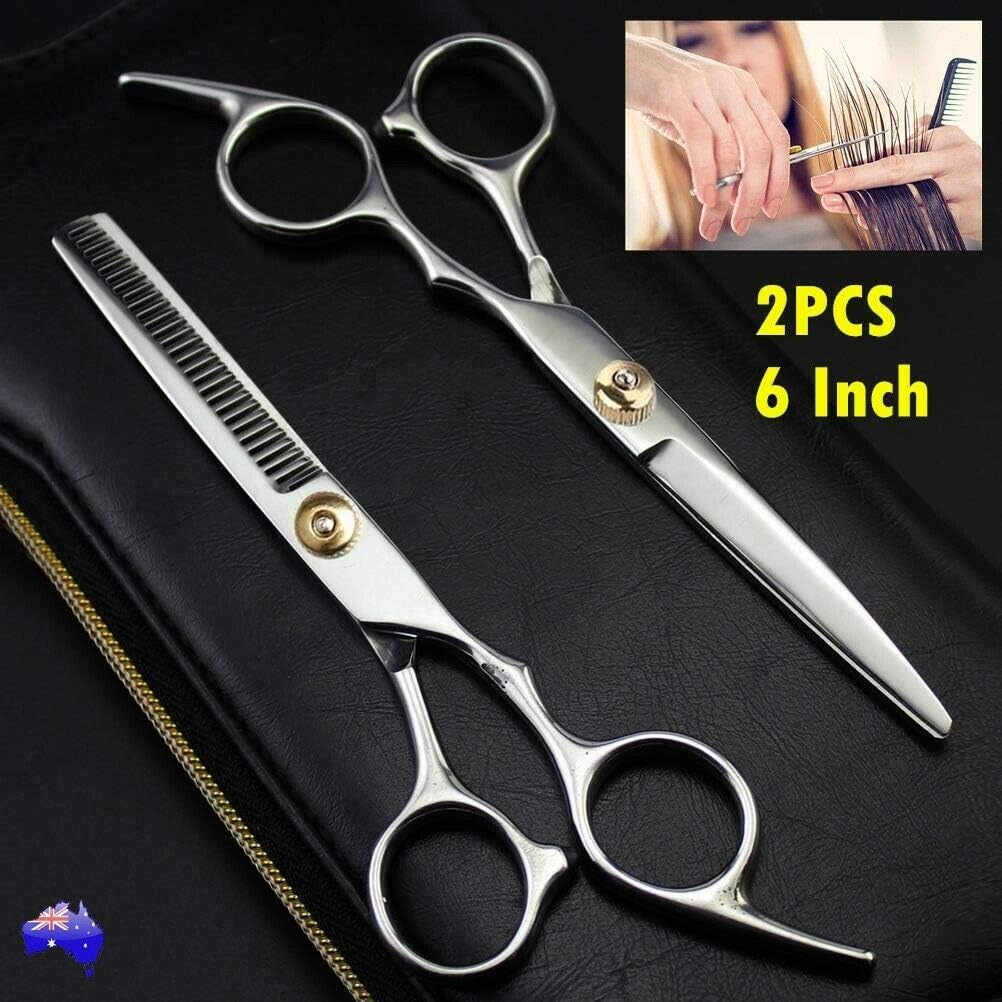 2Pcs 6" Professional Hair Cutting Thinning Scissors Salon Shears Hairdressing Set image number 4