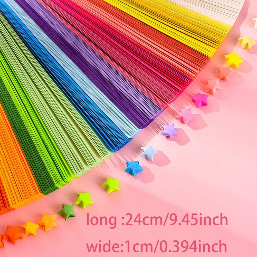 1000 Sheets Star Origami Paper Craft Assortment Color Star Strip Paper Folding Origami Lucky Star Strip Paper Handmade Origami Paper image number 3