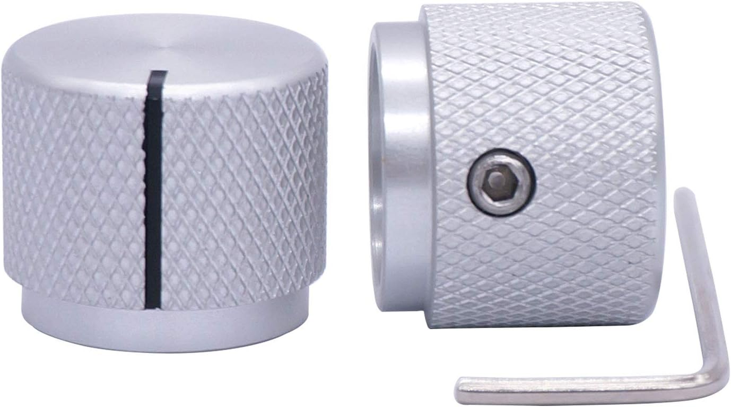 Taiss / 2Pcs Black Aluminum Rotary Electronic Control Potentiometer Knob for 6 Mm Diameter Shaft, Volume Control Knob, Audio Knob, Guitar Knob，Switch Knob, 20Mm Dia. X 17Mm Height