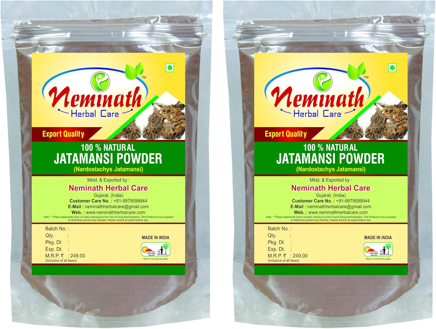 Jatamansi Powder for Hair (100 Grams)| 100% Natural, Pure and Herbal | (Nardostachys Jatamansi) Hair Powder for Rejuvenating Hair Roots Naturally (Pack of 2) by Neminath Herbal Care