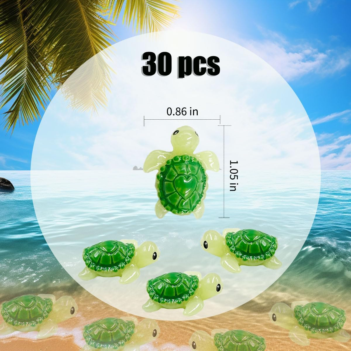 Suartus Mini Green Turtle - 30Pcs Resin Miniature Sea Turtle Figurines Tortoise Turtle Miniature Figurines Ocean Animals Statue for Fairy Garden Dollhouse Micro Landscape Decor Ornament - 30 Green Turtle image number 4