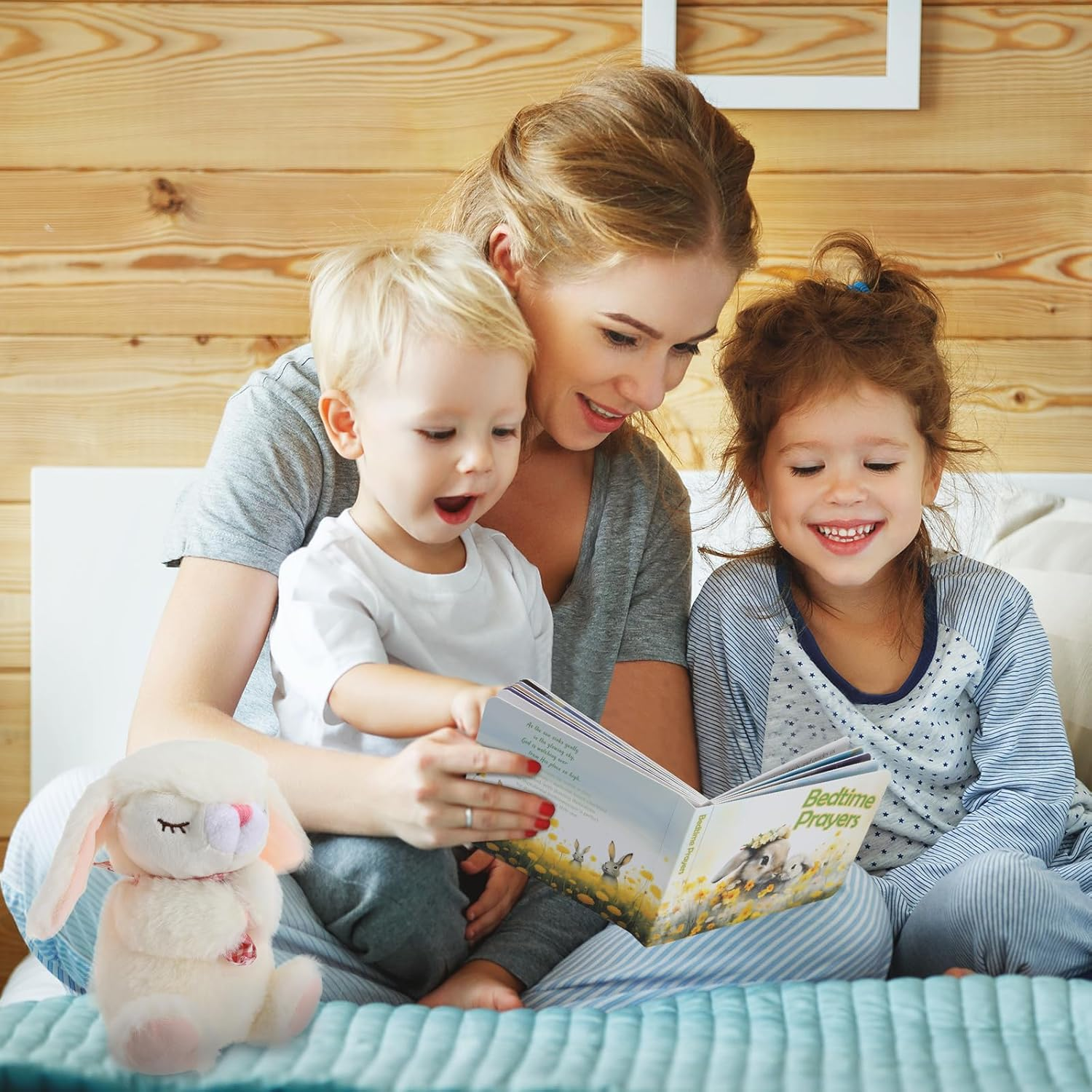 Sawnfay Baptism Gifts for Girls and Newborn Baby, Christening Gifts Set, 7" Praying Bunny Plush Toy and Bedtime Blessing Book in Keepsake Gift Box, Ideal for Kids - Pink image number 4