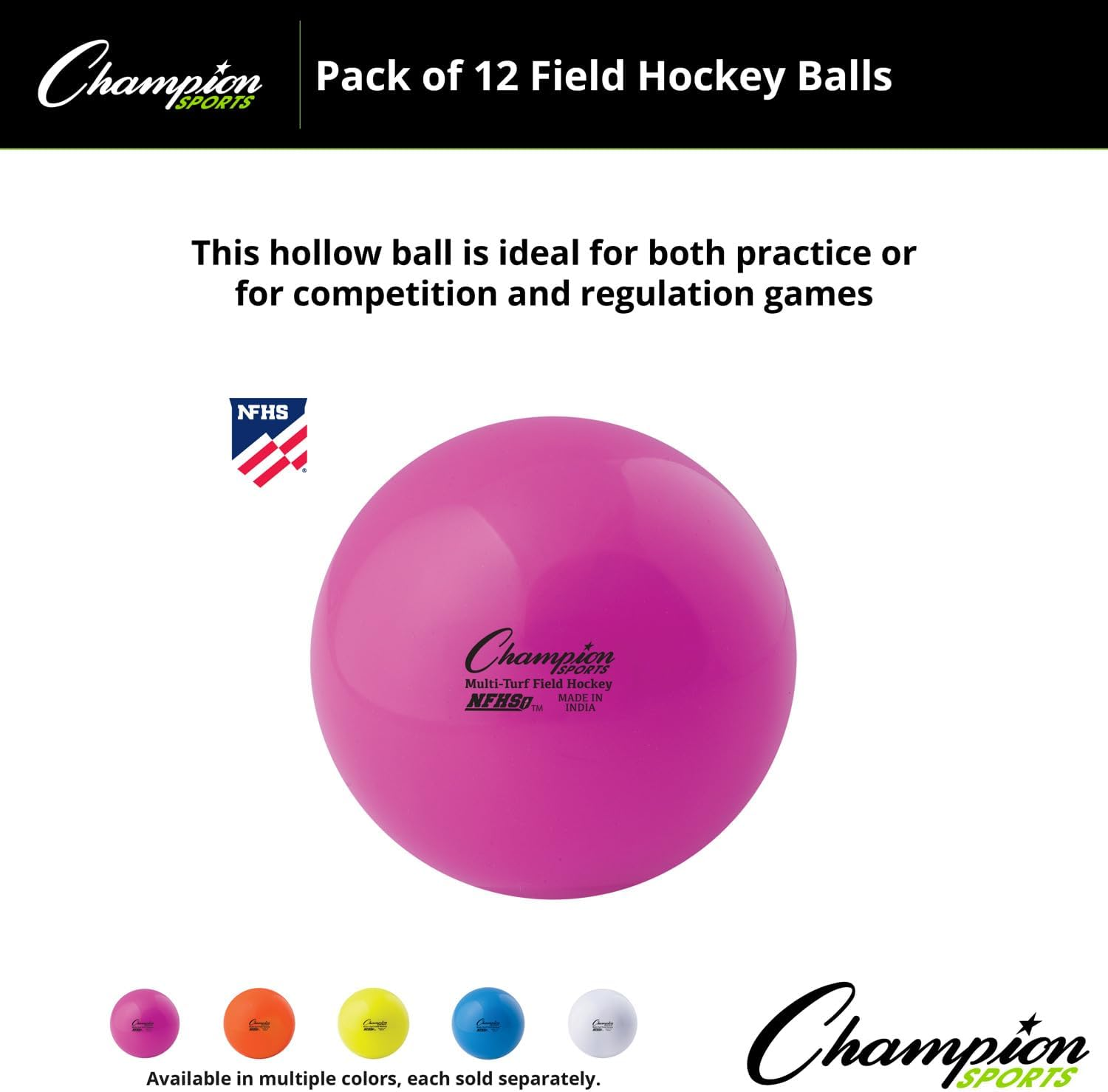 Champion Sports NFHS Approved Official Field Hockey Game Balls - 12 Pack in Multiple Colors - Orange image number 6