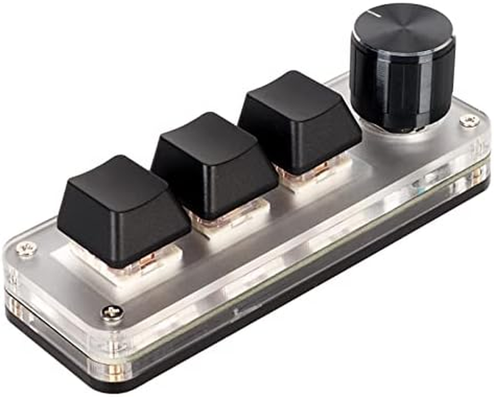 3Keys Switch Customized Knobs, Red Switch Macro Keyboard Plug and Play Ergonomic USB Mini Keypad for Desktop PC (3 Keys 1 Knob) image number 3