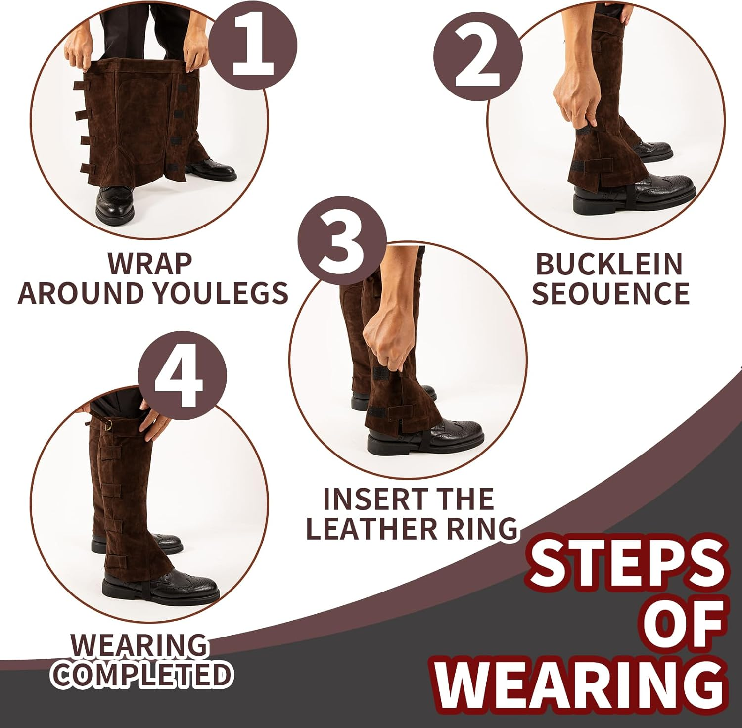 Renaissance Boots Covers, Men'S Medieval Boot Covers, Pirate Costume Boots Cover, Faux Leather Steampunk Shoes Cover,Viking Jedi Warrior Knight Armor Leg Gaiters Cosplay Accessary image number 4