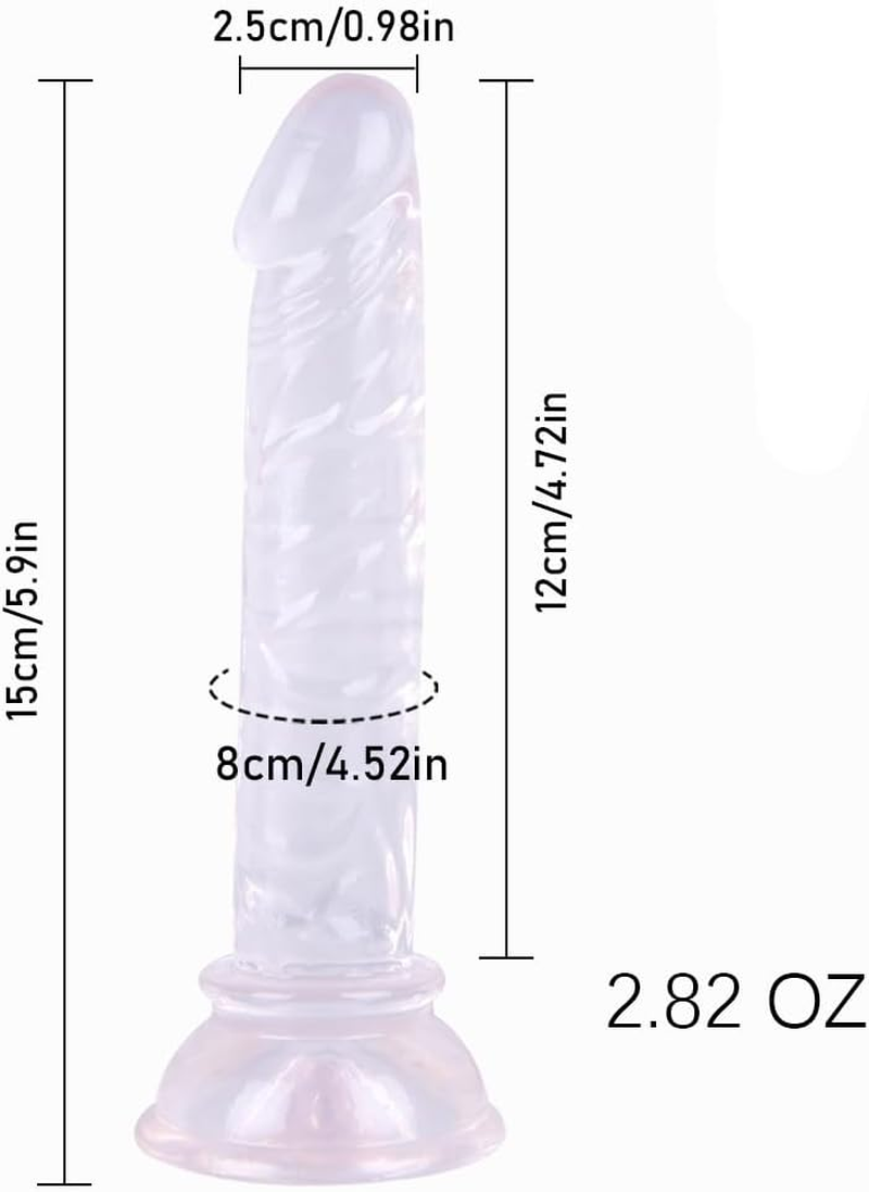 Mini Thin 4.72 Inches Realistic Dildo for Beginners, Sex Toys Lifelike Fake Penis for G Spot Stimulator & Anal Plug Training Sets (Clear) image number 2
